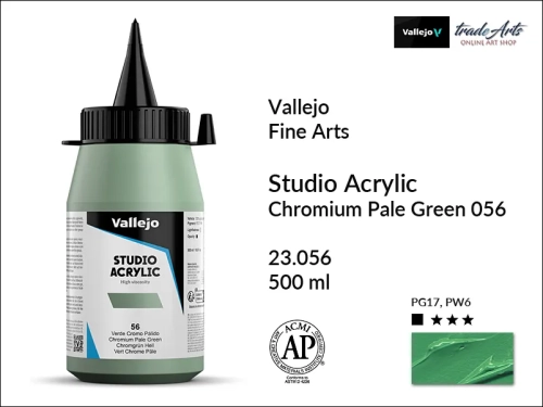 Acrylic Studio Vallejo farba akrylowa Chromium Green Pale 056  500 ml, farby akrylowe Vallejo Acrylic Studio, farby akrylowe Vallejo Acrylic Studio 500 ml, farba akrylowa Chromium Green Pale 056  500 ml, farby Vallejo, Acrylicos Vallejo,