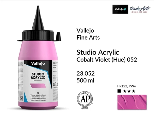 Acrylic Studio Vallejo farba akrylowa Cobalt Violet 052  500 ml, farby akrylowe Vallejo Acrylic Studio, farby akrylowe Vallejo Acrylic Studio 500 ml, farba akrylowa Cobalt Violet 052  500 ml, farby Vallejo, Acrylicos Vallejo,