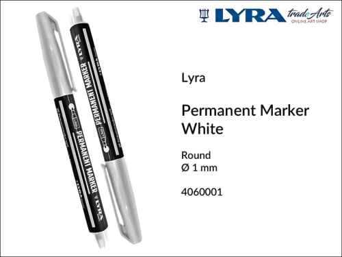 Lyra Permanent Marker White  ø 1 mm, Lyra marker permanentny biały ø 1 mm, Lyra Permanent Marker pisak permanentny biały, pisak permanentny biały, pisaki permanentne, pisak permanentny biały Lyra, markery permanentne, marker, pisak, Lyra,