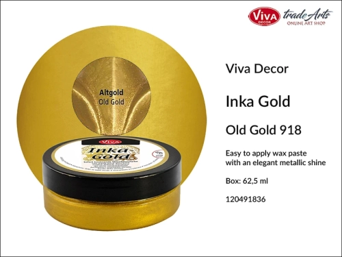 Farba metaliczna Inka-Gold Viva Decor, Inka-Gold Viva Decor farba metaliczna, Inka-Gold farba metaliczna Old Gold 918, farba w kremie Inka-Gold, farba metaliczna, farba do złoceń, złocenia, tradearts,