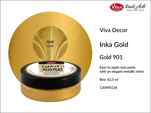 Farba metaliczna Inka-Gold Viva Decor, Inka-Gold Viva Decor farba metaliczna, Inka-Gold farba metaliczna Gold 901, farba w kremie Inka-Gold, farba metaliczna, farba do złoceń, złocenia, tradearts,