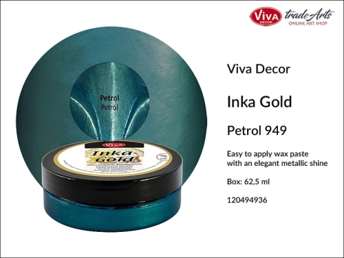 Farba metaliczna Inka-Gold Viva Decor, Inka-Gold Viva Decor farba metaliczna, Inka-Gold farba metaliczna Petrol 949, farba w kremie Inka-Gold, farba metaliczna, farba do złoceń, złocenia, tradearts,