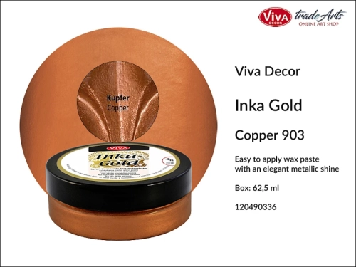 Farba metaliczna Inka-Gold Viva Decor, Inka-Gold Viva Decor farba metaliczna, Inka-Gold farba metaliczna Copper 903, farba w kremie Inka-Gold, farba metaliczna, farba do złoceń, złocenia, tradearts,