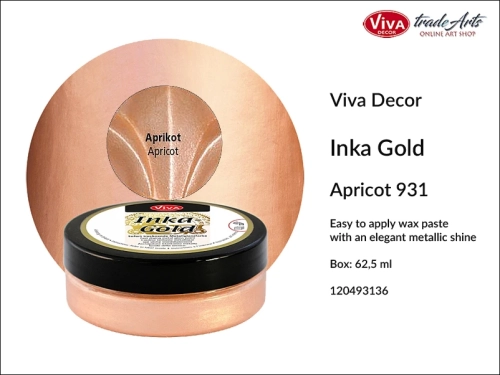 Farba metaliczna Inka-Gold Viva Decor, Inka-Gold Viva Decor farba metaliczna, Inka-Gold farba metaliczna Apricot 931, farba w kremie Inka-Gold, farba metaliczna, farba do złoceń, złocenia, tradearts,