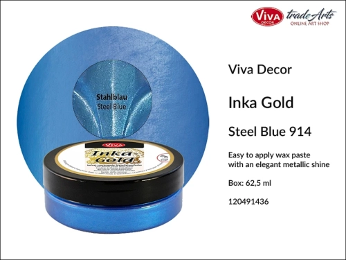 Farba metaliczna Inka-Gold Viva Decor, Inka-Gold Viva Decor farba metaliczna, Inka-Gold farba metaliczna Blue Steel 914, farba w kremie Inka-Gold, farba metaliczna, farba do złoceń, złocenia, tradearts,
