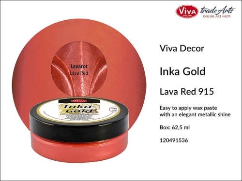 Farba metaliczna Inka-Gold Viva Decor, Inka-Gold Viva Decor farba metaliczna, Inka-Gold farba metaliczna Lava Red 915, farba w kremie Inka-Gold, farba metaliczna, farba do złoceń, złocenia, tradearts,