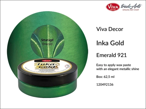 Farba metaliczna Inka-Gold Viva Decor, Inka-Gold Viva Decor farba metaliczna, Inka-Gold farba metaliczna Emerald 921, farba w kremie Inka-Gold, farba metaliczna, farba do złoceń, złocenia, tradearts,