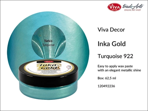 Farba metaliczna Inka-Gold Viva Decor, Inka-Gold Viva Decor farba metaliczna, Inka-Gold farba metaliczna Turquoise 922, farba w kremie Inka-Gold, farba metaliczna, farba do złoceń, złocenia, tradearts,