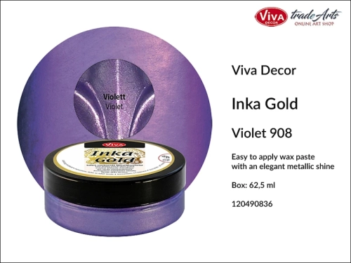 Farba metaliczna Inka-Gold Viva Decor, Inka-Gold Viva Decor farba metaliczna, Inka-Gold farba metaliczna Violet 908, farba w kremie Inka-Gold, farba metaliczna, farba do złoceń, złocenia, tradearts,