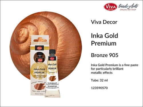 Viva Decor Inka Gold Premium Bronze 905  32 ml, Inka Gold Premium farba metaliczna Bronze 905 tuba 32 ml, pozłacanie, farba metaliczna, Viva Decor  Inka Gold farba pozłotnicza Bronze 905, Inka Gold, złozenia, tradearts,