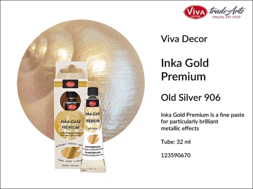 Viva Decor Inka Gold Premium Old Silver 906 32 ml, Inka Gold Premium farba metaliczna Old Silver 906 tuba 32 ml, pozłacanie, farba metaliczna, Viva Decor  Inka Gold farba pozłotnicza Old Silver 906, Inka Gold,  pasta pozłotnicza, tradearts,