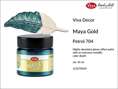 Viva Maya Gold Metallic Paint Petrol 704, farba metaliczna Maya Gold Petrol 704 Viva Decor, Viva Decor Maya Gold farba metaliczna Petrol 704 farba metaliczna, zdobienie, pozłotnictwo, farba, Maya Gold, tradearts,