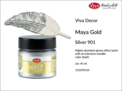 Viva Maya Gold Metallic Paint Silver 901, farba metaliczna Maya Gold Silver 910 Viva Decor, Viva Decor Maya Gold farba metaliczna Silver 910 farba metaliczna, zdobienie, pozłotnictwo, farba, Maya Gold, tradearts,