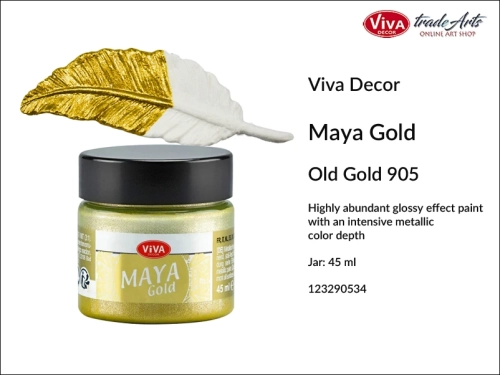 Viva Maya Gold Metallic Paint Old Gold 905, farba metaliczna Maya Gold Old Gold 905 Viva Decor, Viva Decor Maya Gold farba metaliczna Old Gold 905, farba metaliczna, zdobienie, pozłotnictwo, farba, Maya Gold, tradearts,