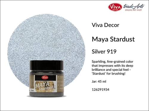 Viva Maya Stardust sparkling color Silver 45 ml, farba brokatowa Maya Stardust Silver 45 ml, farba iskrząca błyszcząca Maya Stardust Viva Decor, farba Viva Maya Stardust, farba opalizująca, farba zdobnicza, farba iskrząca,