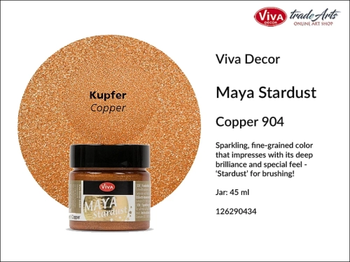 Viva Maya Stardust metallic sparkling color Copper 45 ml, farba brokatowa  metaliczna Maya Stardust Copper 45 ml, farba metaliczna iskrząca błyszcząca Maya Stardust Viva Decor, farba Viva Maya Stardust, farba opalizująca, farba zdobnicza, farba iskrząca,