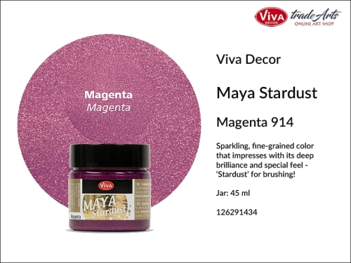 Viva Maya Stardust metallic sparkling color Magenta 45 ml, farba brokatowa  metaliczna Maya Stardust Magenta 45 ml, farba metaliczna iskrząca błyszcząca Maya Stardust Viva Decor, farba Viva Maya Stardust, farba opalizująca, farba zdobnicza, farba,