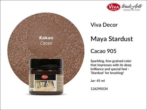 Viva Maya Stardust metallic sparkling color Cacao 45 ml, farba brokatowa  metaliczna Maya Stardust Cacao 45 ml, farba metaliczna iskrząca błyszcząca Maya Stardust Viva Decor, farba Viva Maya Stardust, farba opalizująca, farba zdobnicza, farba iskrząca,