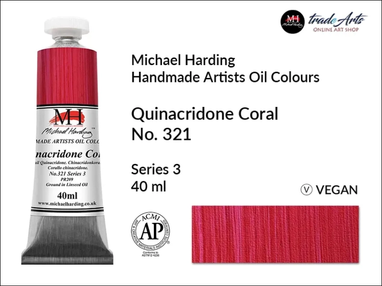 MH Oil Colours Quinacridone Coral 321_wynik.webpMichael Harding Artists Oil Colours Quinacridone Coral 321, farba olejna Quinacridone Coral 321 Michael Harding, Michael Harding - farba olejna Quinacridone Coral 321, farby olejne Michael Harding,