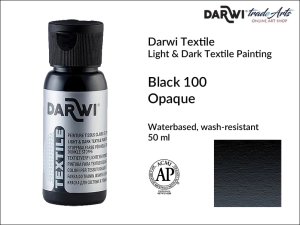 Farba kryjąca do zdobienia tkanin Darwi Textile Opaque Paint, kolor: Black 100, opak. 50 ml