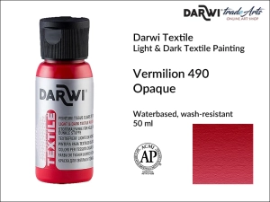Farba kryjąca do zdobienia tkanin Darwi Textile Opaque Paint, kolor: Vermilion 490, opak. 50 ml