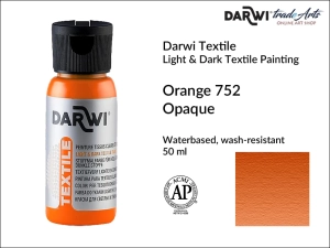 Farba kryjąca do zdobienia tkanin Darwi Textile Opaque Paint, kolor: Orange 752, opak. 50 ml
