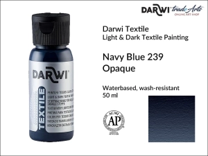 Farba kryjąca do zdobienia tkanin Darwi Textile Opaque Paint, kolor: Navy Blue 239, opak. 50 ml