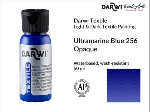 Farba kryjąca do zdobienia tkanin Darwi Textile Opaque Paint, kolor: Ultramarine Blue 256, opak. 50 ml