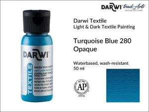 Farba kryjąca do zdobienia tkanin Darwi Textile Opaque Paint, kolor: Turquoise Blue 280, opak. 50 ml