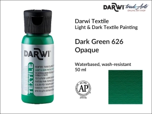 Farba kryjąca do zdobienia tkanin Darwi Textile Opaque Paint, kolor: Dark Green 626, opak. 50 ml