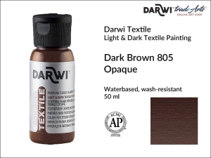 Farba kryjąca do zdobienia tkanin Darwi Textile Opaque Paint, kolor: Dark Brown 805, opak. 50 ml