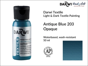 Farba kryjąca do zdobienia tkanin Darwi Textile Opaque Paint, kolor: Antique Blue 203, opak. 50 ml