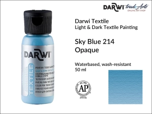 Farba kryjąca do zdobienia tkanin Darwi Textile Opaque Paint, kolor: Sky Blue 214, opak. 50 ml