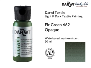 Farba kryjąca do zdobienia tkanin Darwi Textile Opaque Paint, kolor: Fir Green 662, opak. 50 ml