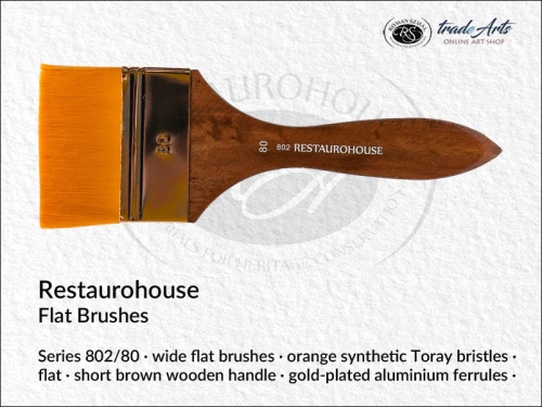 Restaurohouse Flat series 802/80, Restaurohouse Flat Toray Brushes 802/80, Restaurohouse pędzle do werniksowanie włosie Toray 802/80, pędzle do werniksowania i politurowania Restaurohouse Toray 802/80,