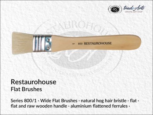 Restaurohouse Flat series 800/1, Restaurohouse Priming Brushes White Bristle 800/1, pędzel płaski do gruntowania Restaurohouse 800/1, Restaurohouse pędzel płaski do werniksowania biała szczecina 800/1, gruntowanie, werniksowanie,