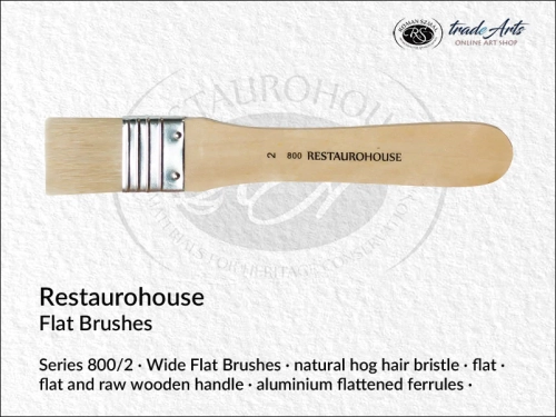 Restaurohouse Flat series 800/2, Restaurohouse Priming Brushes White Bristle 800/2, pędzel płaski do gruntowania Restaurohouse 800/2, Restaurohouse pędzel płaski do werniksowania biała szczecina 800/2, gruntowanie, werniksowanie,