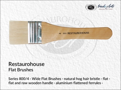 Restaurohouse Flat series 800/4, Restaurohouse Priming Brushes White Bristle 800/4, pędzel płaski do gruntowania Restaurohouse 800/4, Restaurohouse pędzel płaski do werniksowania biała szczecina 800/4, gruntowanie, werniksowanie,