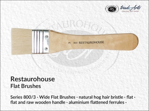 Restaurohouse Flat series 800/3, Restaurohouse Priming Brushes White Bristle 800/3, pędzel płaski do gruntowania Restaurohouse 800/3, Restaurohouse pędzel płaski do werniksowania biała szczecina 800/3, gruntowanie, werniksowanie,