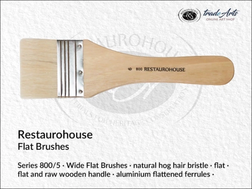 Restaurohouse Flat series 800/5, Restaurohouse Priming Brushes White Bristle 800/5, pędzel płaski do gruntowania Restaurohouse 800/5, Restaurohouse pędzel płaski do werniksowania biała szczecina 800/5, gruntowanie, werniksowanie,