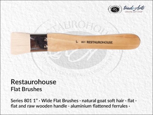 Restaurohouse Goat Hair Flat Brushes 801 1'', pędzel do werniksowania z włosia kozy Restaurohouse 801 1'', pędzel Restaurohouse  801 1''  z włosia kozydo gruntowania, pędzle płaskie do gruntowania, pędzel do werniksowania, Restaurohouse,