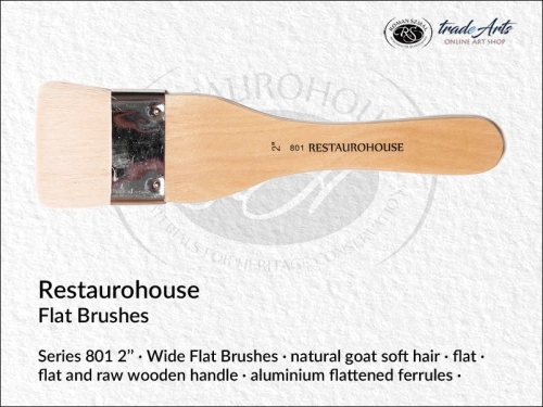 Restaurohouse Goat Hair Flat Brushes 801 2'', pędzel do werniksowania z włosia kozy Restaurohouse 801 2'', pędzel Restaurohouse  801 2''  z włosia kozydo gruntowania, pędzle płaskie do gruntowania, pędzel do werniksowania, Restaurohouse,