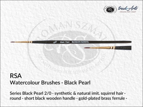 RSA Watercolour Round Synthetic Brushes Black Pearl 2/0, pędzle akwarelowe okrągłe syntetyczne RSA Black Pearl 2/0, RSA pędzle akwarelowe okrągłe syntetyczne Black Pearl 2/0,  pędzle akwarelowe Black Pearl, pędzle, akwarele, pędzle do akwareli,