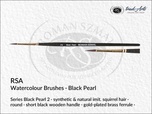 RSA Watercolour Round Synthetic Brushes Black Pearl 2, pędzle akwarelowe okrągłe syntetyczne RSA Black Pearl 2, RSA pędzle akwarelowe okrągłe syntetyczne Black Pearl 2,  pędzle akwarelowe Black Pearl, pędzle, akwarele, pędzle do akwareli,