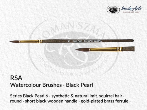RSA Watercolour Round Synthetic Brushes Black Pearl 6, pędzle akwarelowe okrągłe syntetyczne RSA Black Pearl 6, RSA pędzle akwarelowe okrągłe syntetyczne Black Pearl 6,  pędzle akwarelowe Black Pearl, pędzle, akwarele, pędzle do akwareli,