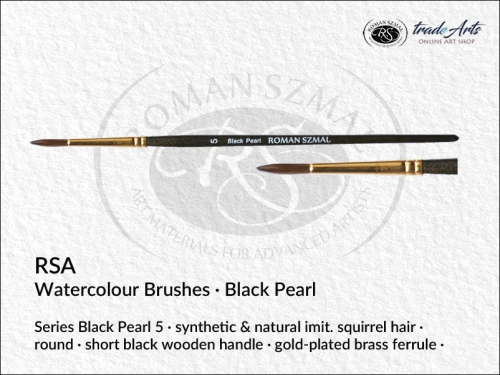 RSA Watercolour Round Synthetic Brushes Black Pearl 5, pędzle akwarelowe okrągłe syntetyczne RSA Black Pearl 5, RSA pędzle akwarelowe okrągłe syntetyczne Black Pearl 5,  pędzle akwarelowe Black Pearl, pędzle, akwarele, pędzle do akwareli,