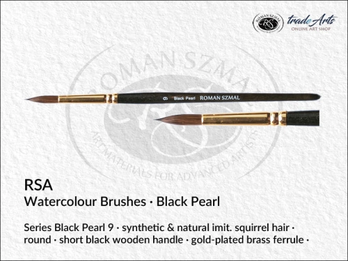 RSA Watercolour Round Synthetic Brushes Black Pearl 9, pędzle akwarelowe okrągłe syntetyczne RSA Black Pearl 9, RSA pędzle akwarelowe okrągłe syntetyczne Black Pearl 9,  pędzle akwarelowe Black Pearl, pędzle, akwarele, pędzle do akwareli,