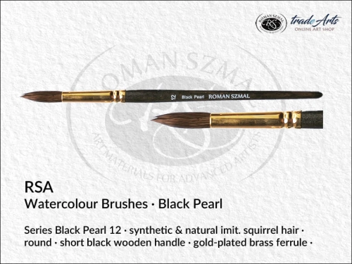 RSA Watercolour Round Synthetic Brushes Black Pearl 12, pędzle akwarelowe okrągłe syntetyczne RSA Black Pearl 12, RSA pędzle akwarelowe okrągłe syntetyczne Black Pearl 12,  pędzle akwarelowe Black Pearl, pędzle, akwarele, pędzle do akwareli,