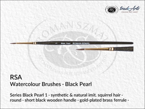 RSA Watercolour Round Synthetic Brushes Black Pearl 1, pędzle akwarelowe okrągłe syntetyczne RSA Black Pearl 1, RSA pędzle akwarelowe okrągłe syntetyczne Black Pearl 1,  pędzle akwarelowe Black Pearl, pędzle, akwarele, pędzle do akwareli,