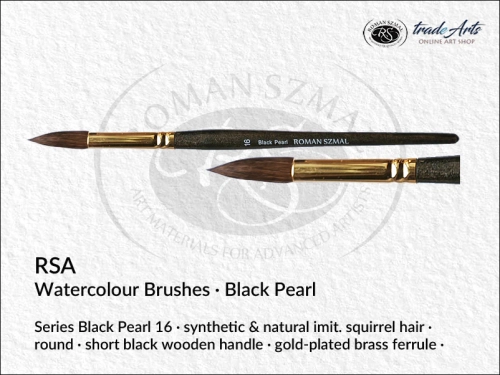 RSA Watercolour Round Synthetic Brushes Black Pearl 16, pędzle akwarelowe okrągłe syntetyczne RSA Black Pearl 16, RSA pędzle akwarelowe okrągłe syntetyczne Black Pearl 16,  pędzle akwarelowe Black Pearl, pędzle, akwarele, pędzle do akwareli,